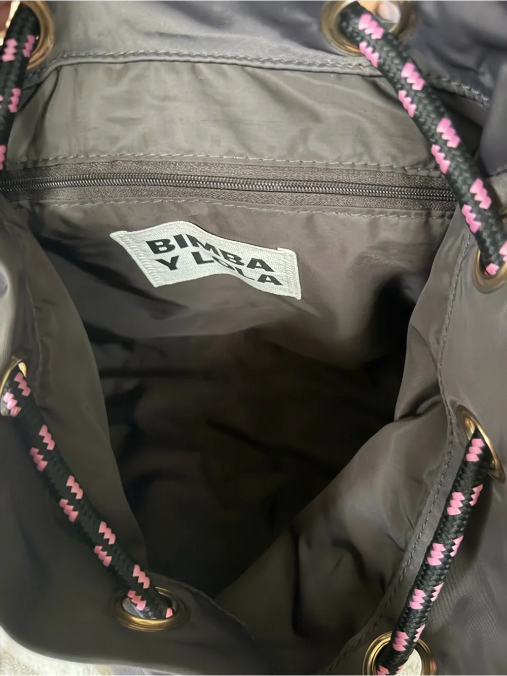 Bimba Y Lola Nylon Drawstring Backpack with Pink Accent